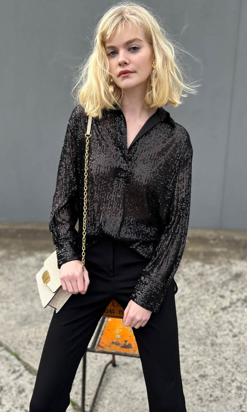 Second Female Sequin Shirt - Black