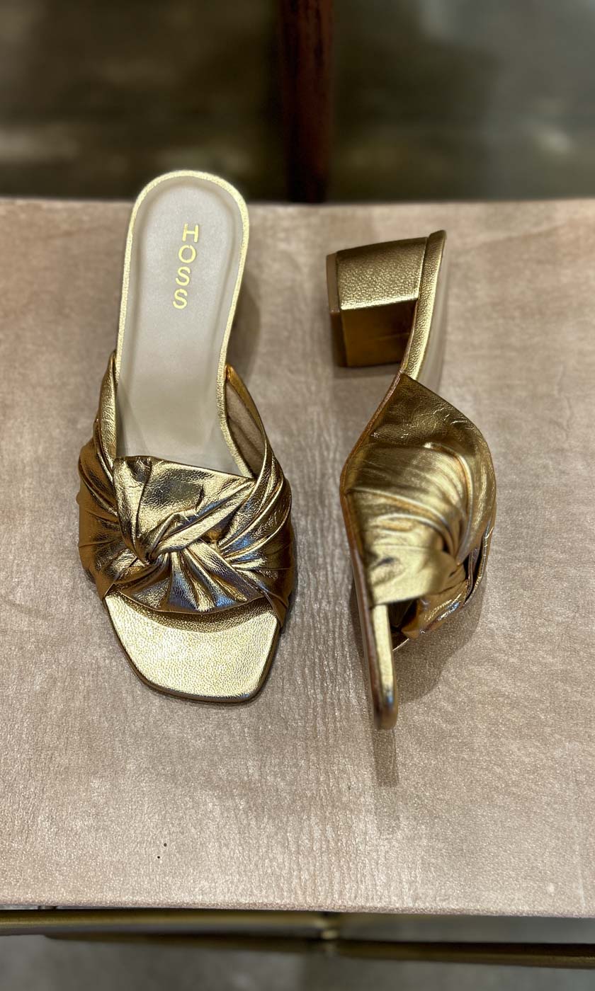 HOSS Gold Leather Camille Mule