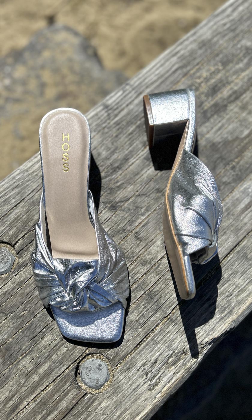 HOSS Silver Leather Camille Mule