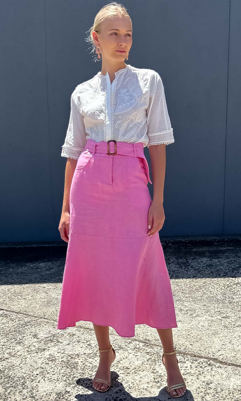 HOSS Century Linen Skirt - Pink