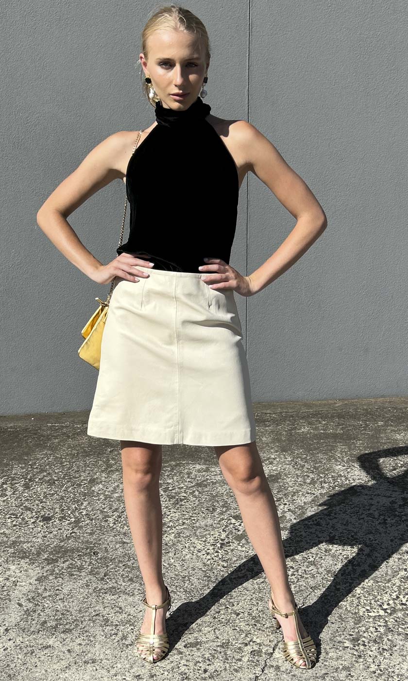 HOSS  Butler Leather Milk Skirt - Shorter
