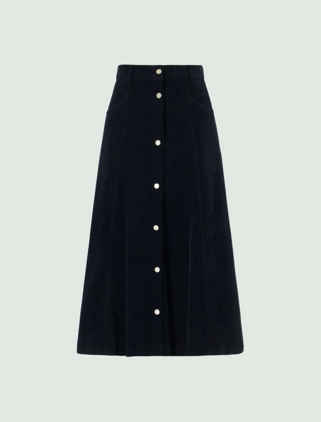 Marella Ink Blue Cord Velvet Skirt