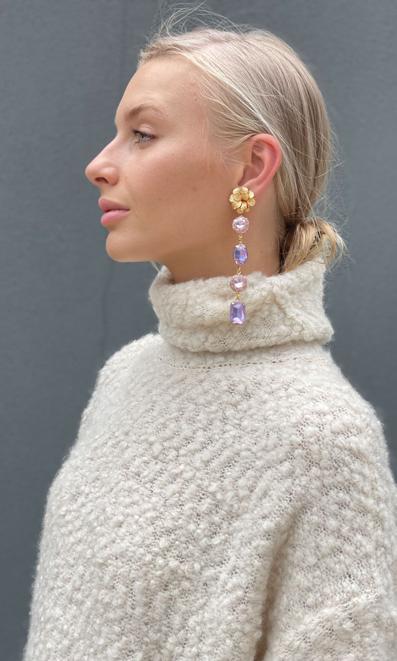 Fleur 4 Drop Earrings - Lilac