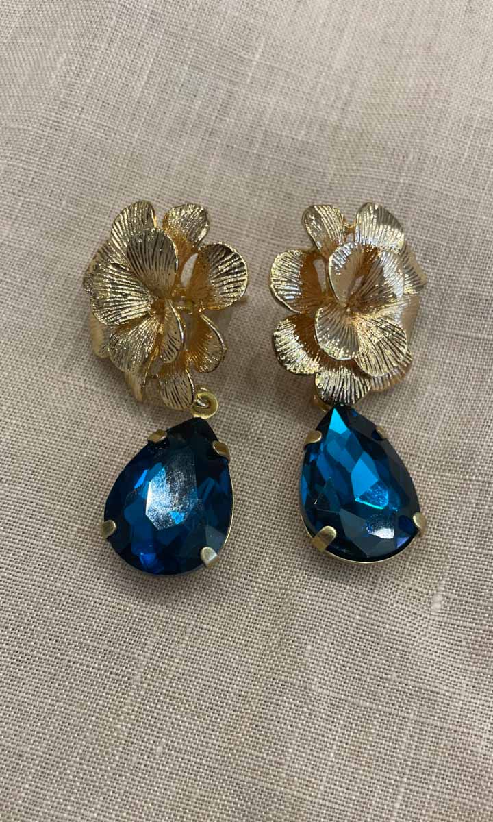 Fleur Flower Drop Earrings - Sapphire