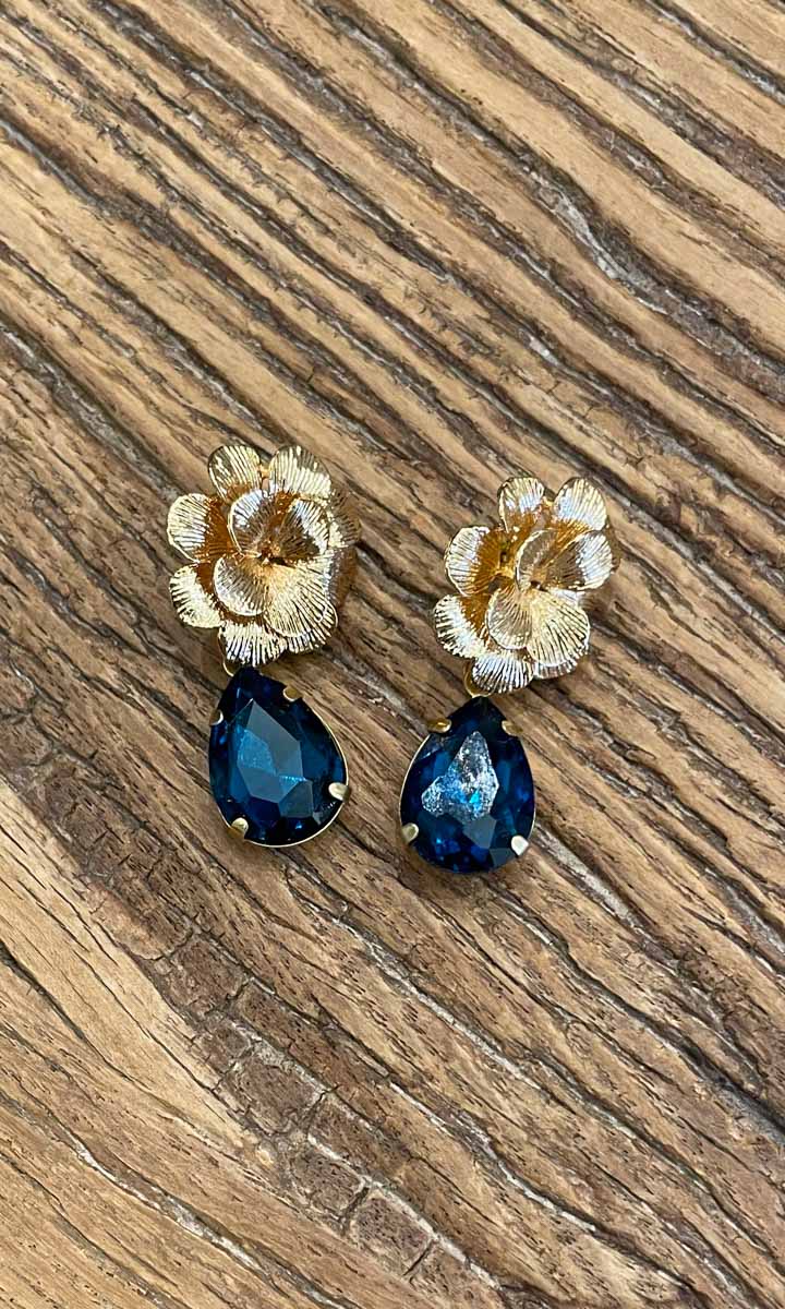 Fleur Flower Drop Earrings - Sapphire