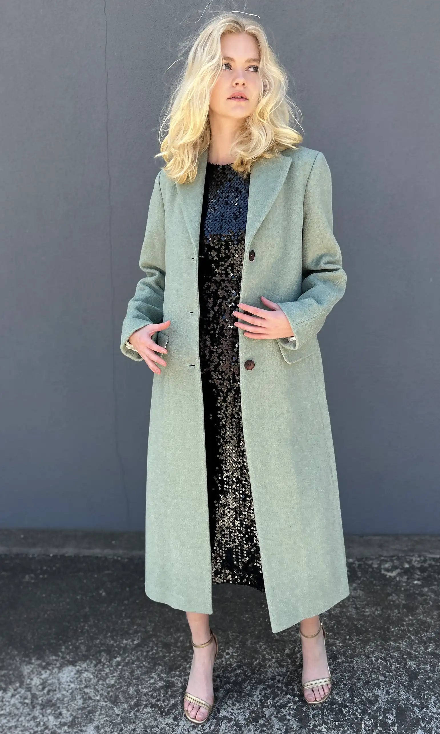 Beatrice B Mint Wool Coat