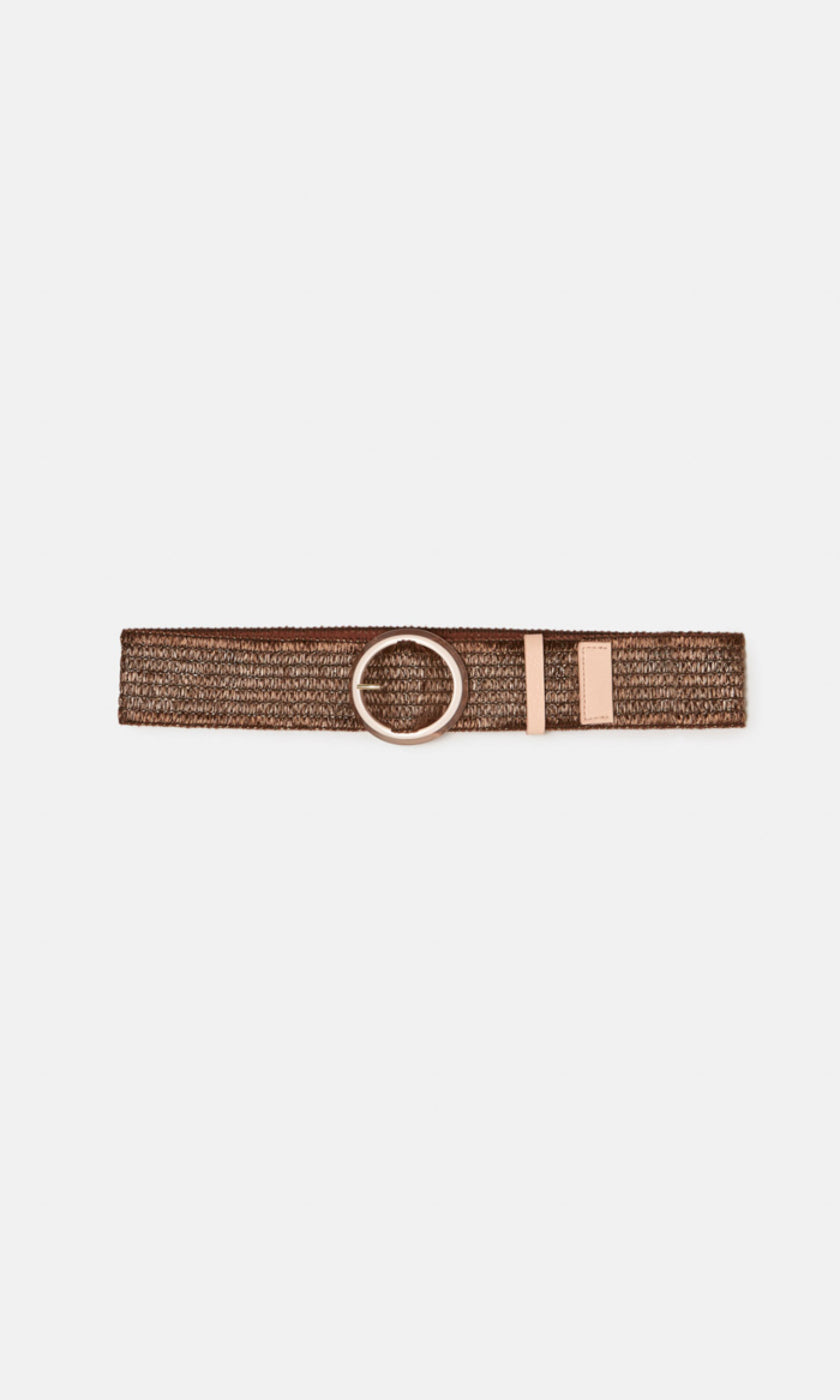 Momoni Amber Elastica Raffia Belt - Copper Rope