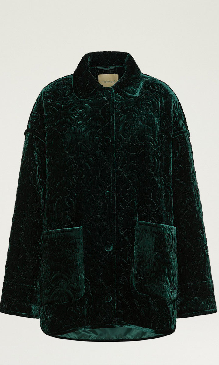 Momoni Botanical Coat - Dark Emerald