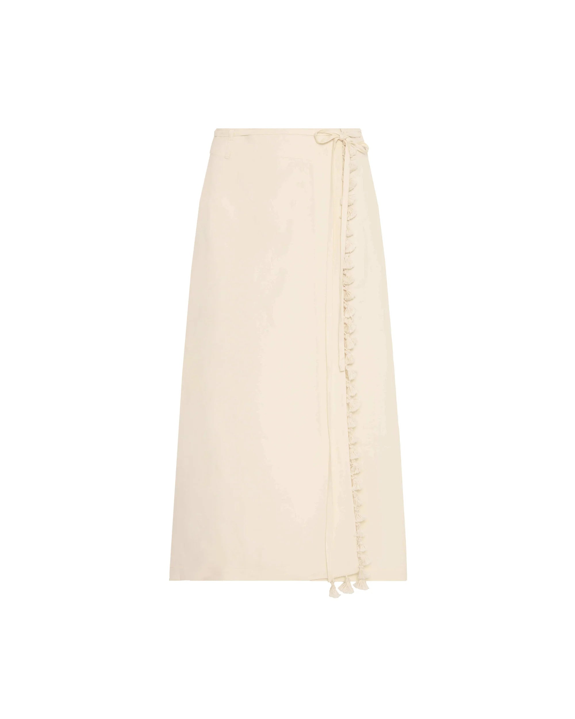 Beatrice b Linen Skirt w Fringe - Cream