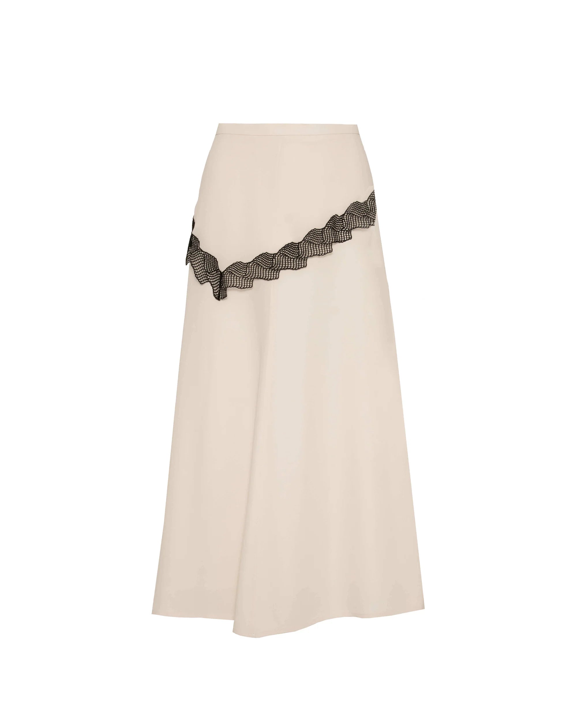 Beatrice b Long Skirt w Lace Detail - Milk