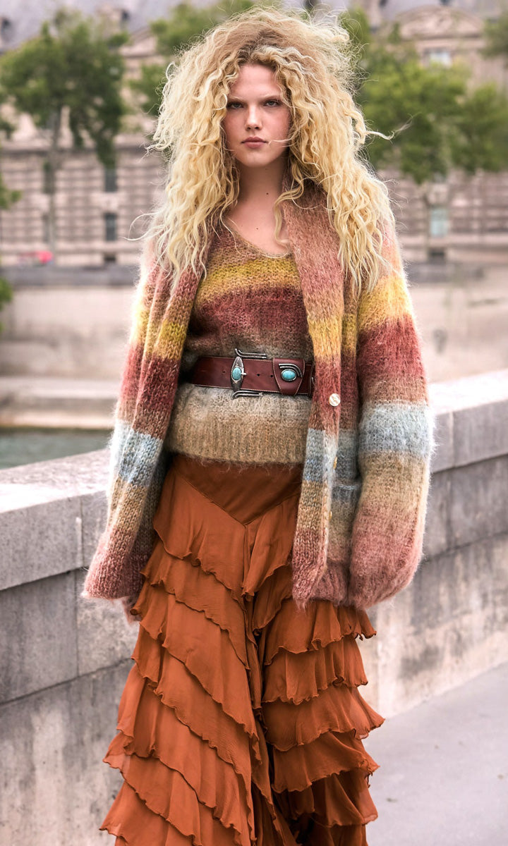 Mes Demoiselles Hand Knit  Ochre Mix Cardigan