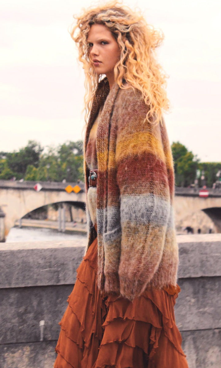 Mes Demoiselles Hand Knit  Ochre Mix Cardigan