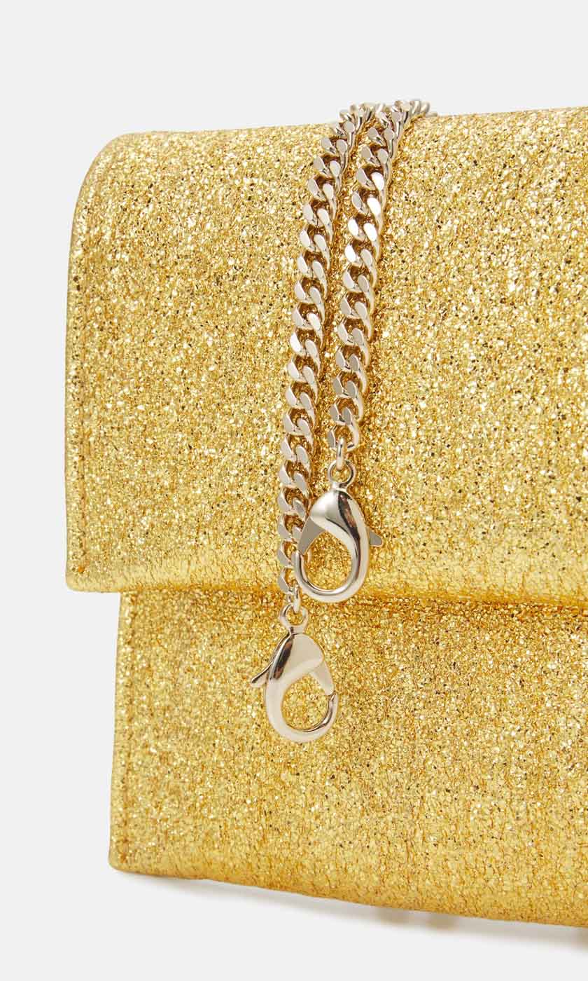 Patrizia Pepe Gold Stardust Textured Handbag