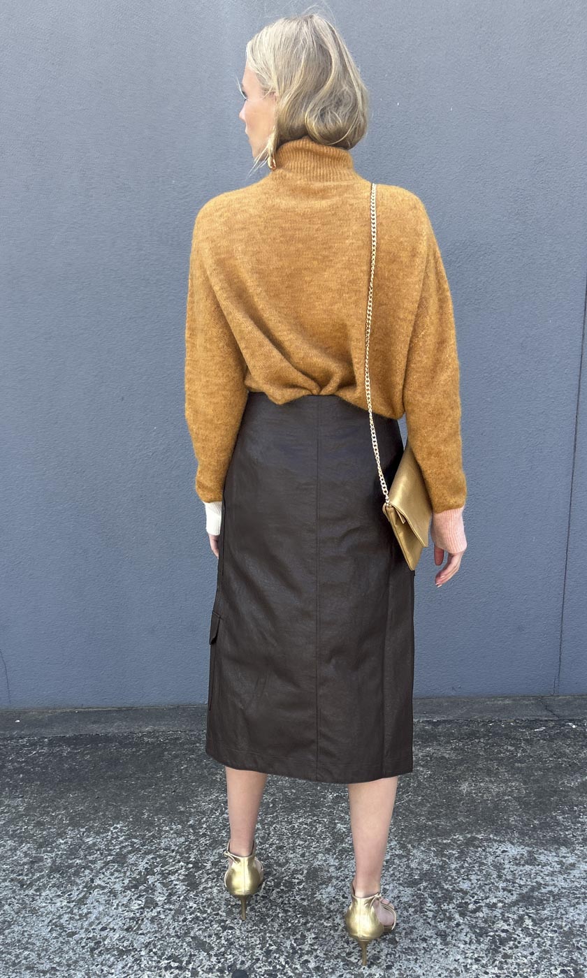 Beatrice Eco Leather Skirt - Tobacco