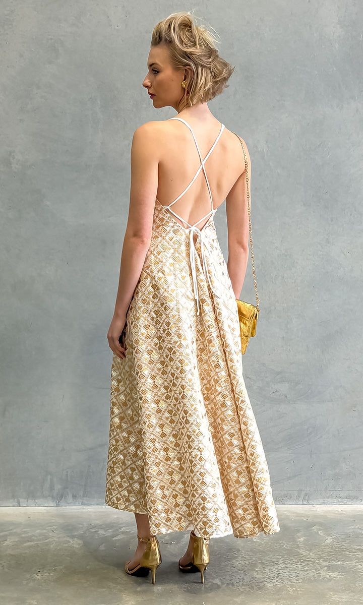 Archaic Kori Gold Brocade Sleeveless Maxi