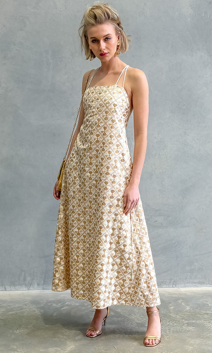Archaic Kori Gold Brocade Sleeveless Maxi