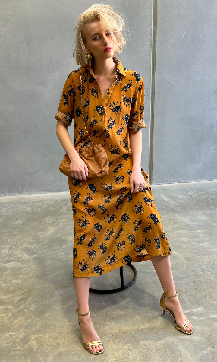 hoss Kelvin Dress - Floral Rust - Midi