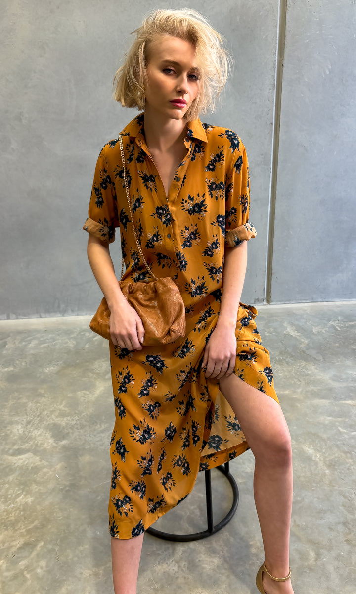 hoss Kelvin Dress - Floral Rust - Midi