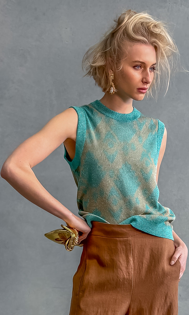 Momoni Amalfi Top - Aquamarine