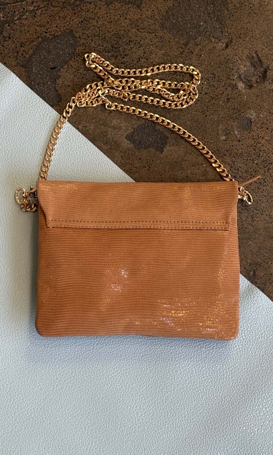 Hoss Emily HONEY Glomesh embossed Leather