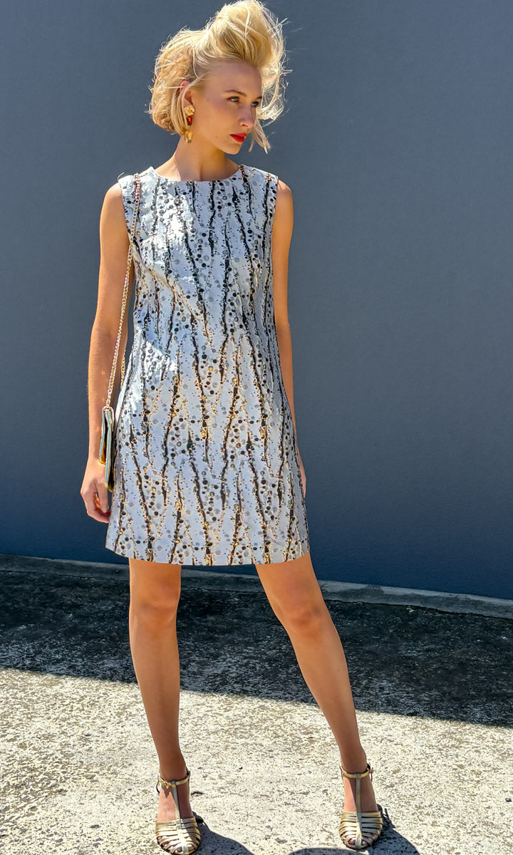 hoss Celine Brocade Shift - Gun Metal