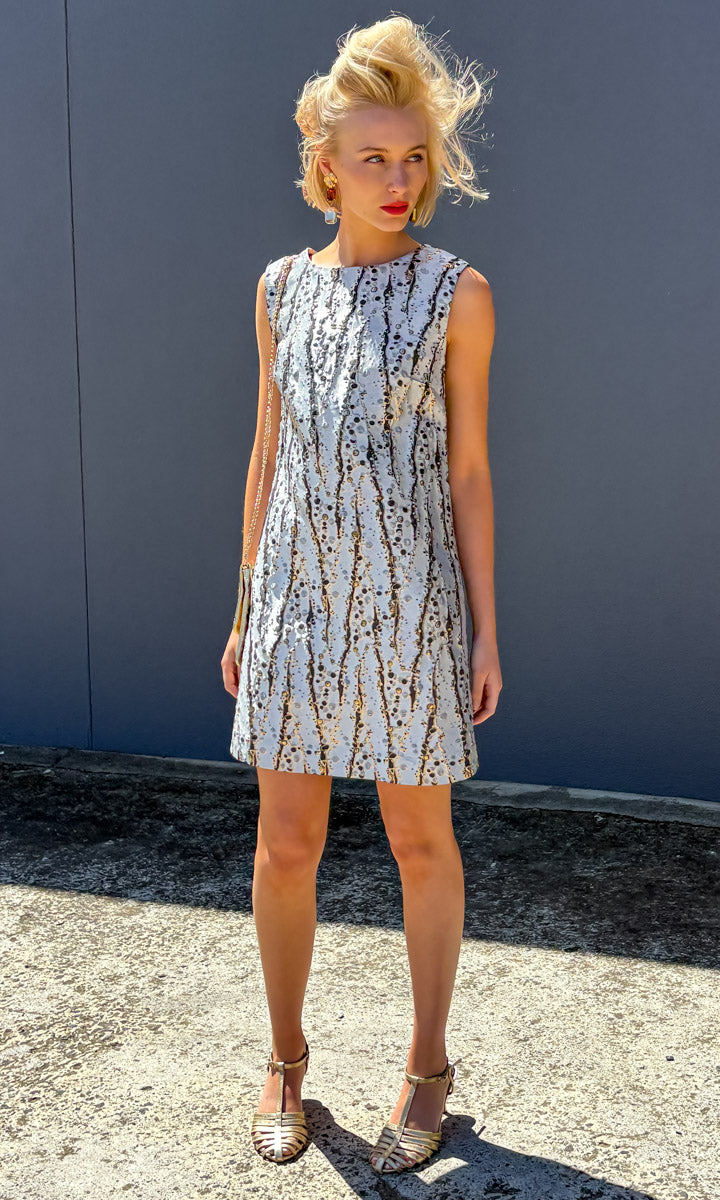 hoss Celine Brocade Shift - Gun Metal