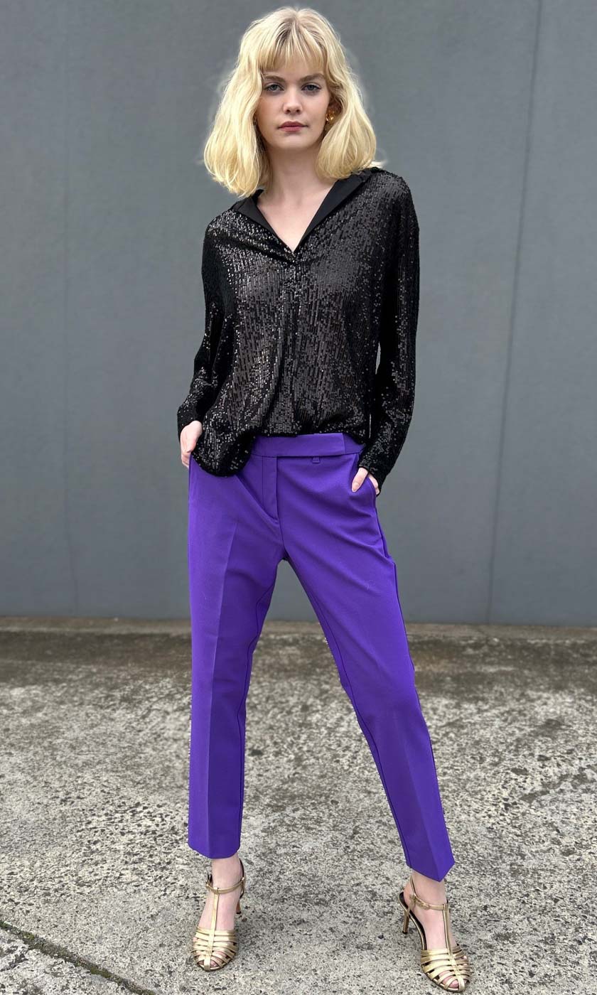 Marella Roll Trousers Purple