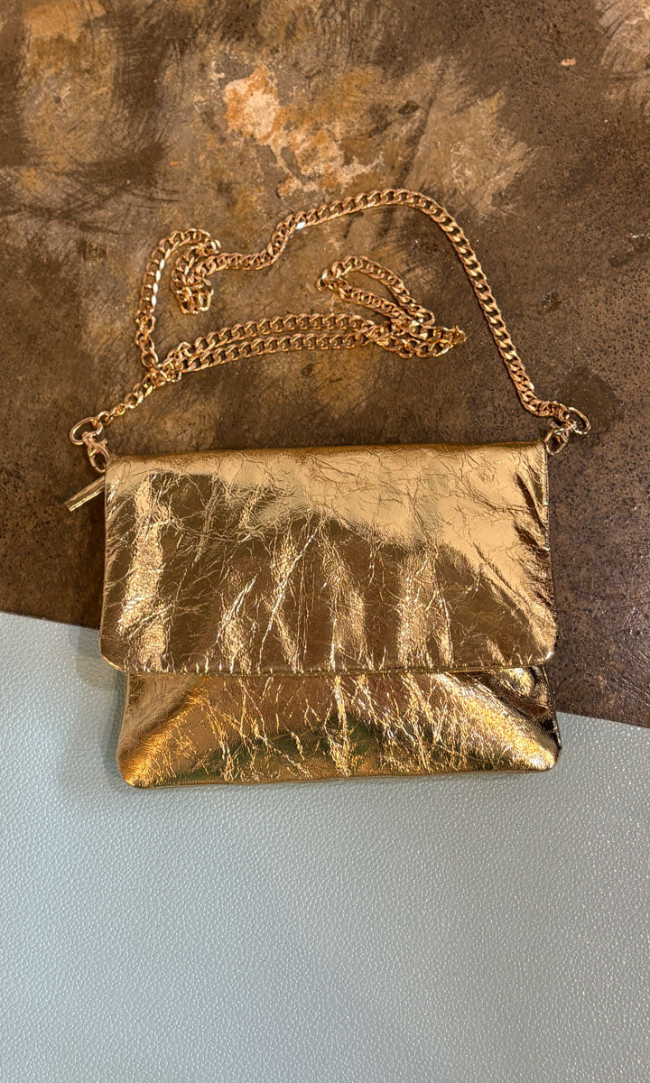 Hoss Emily Leather Handbag  - Cracked Gold