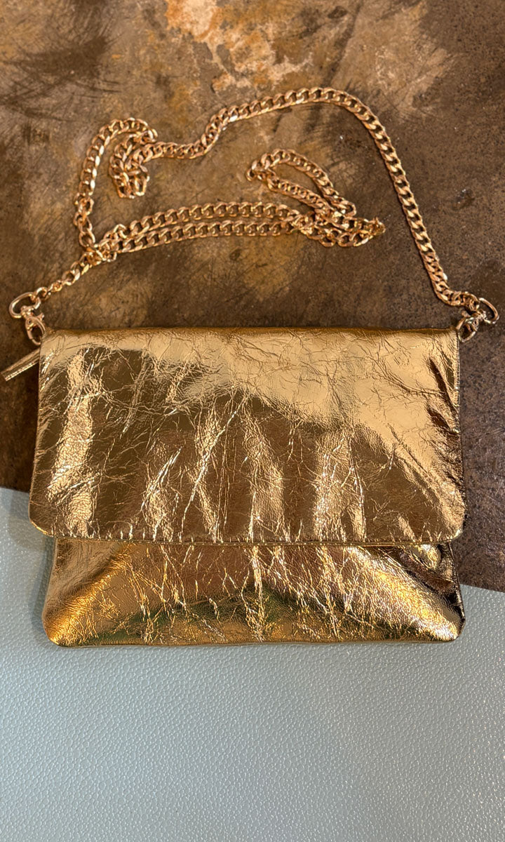 Hoss Emily Leather Handbag  - Cracked Gold