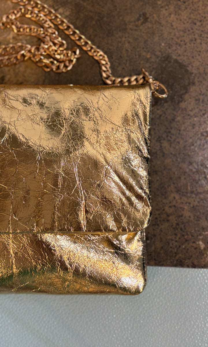 Hoss Emily Leather Handbag  - Cracked Gold