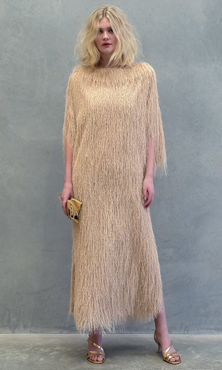 hoss Cristina Dress - Blush Fine Fringe Maxi