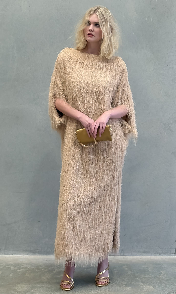 hoss Cristina Dress - Blush Fine Fringe Maxi