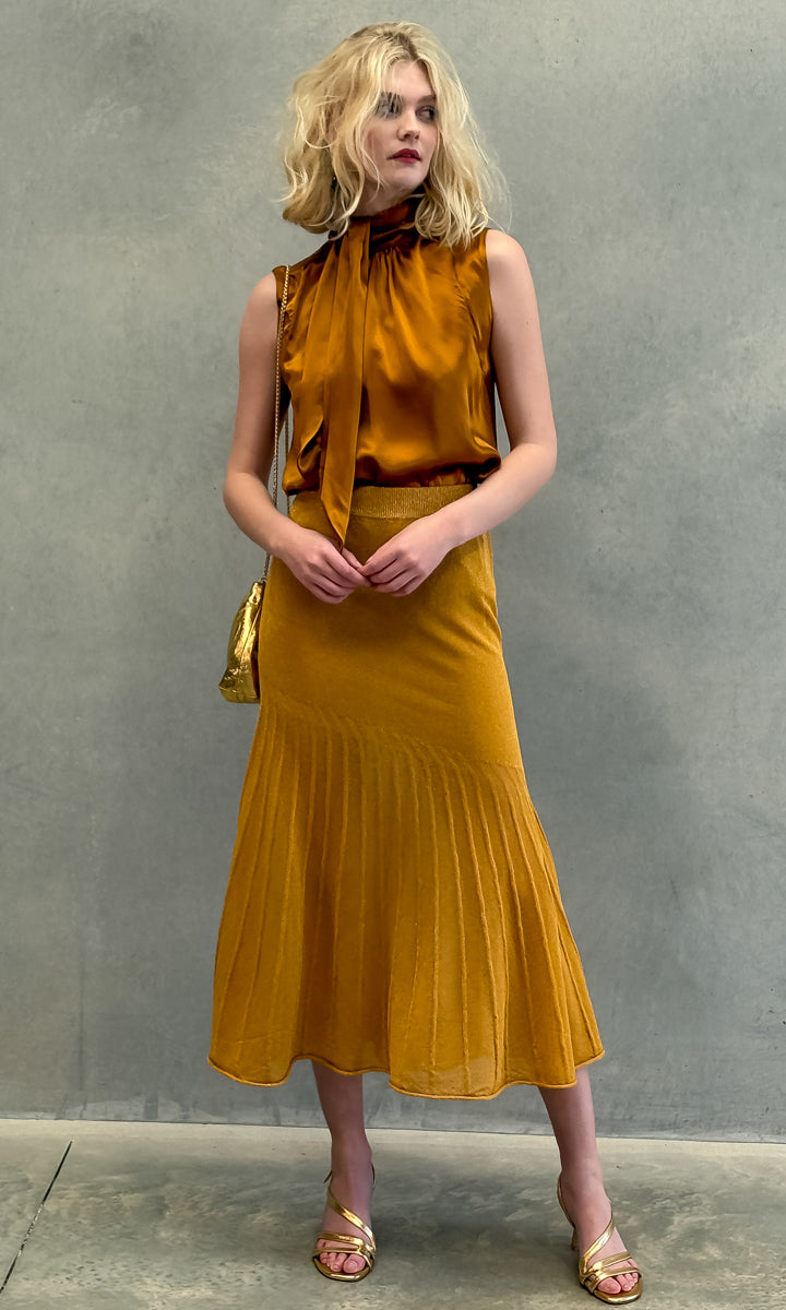Marella Copan Knitted  Skirt Gold