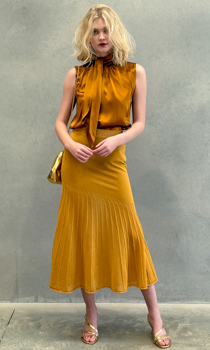 Marella Copan Knitted  Skirt Gold