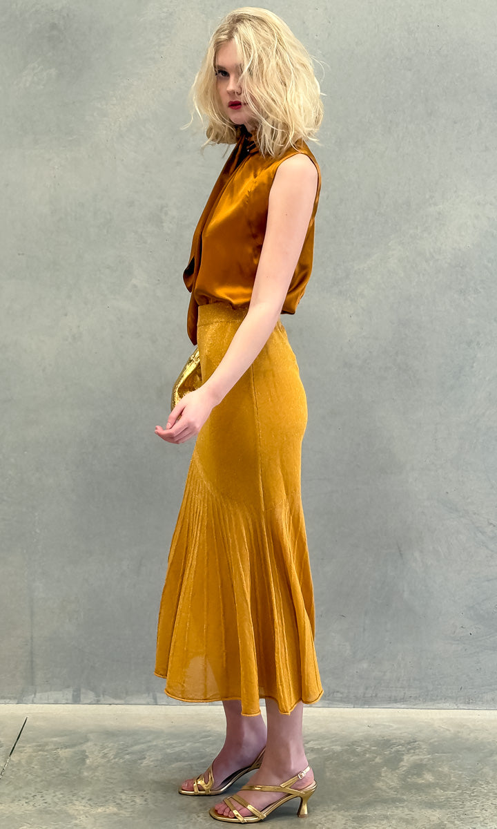 Marella Copan Knitted  Skirt Gold