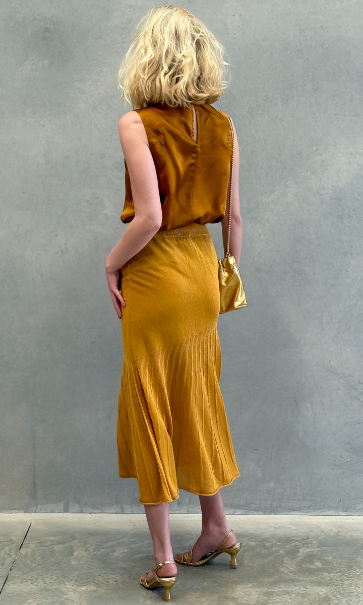 Marella Copan Knitted  Skirt Gold