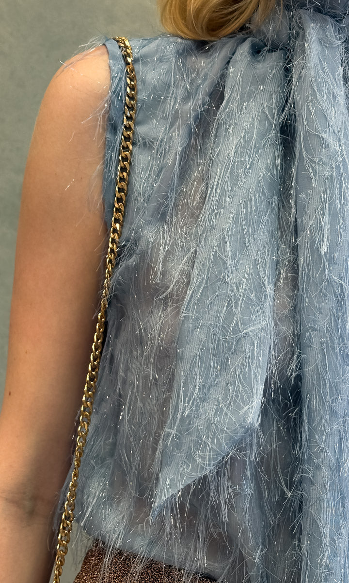 hoss Mardi Top - Smokey Blue Fringe