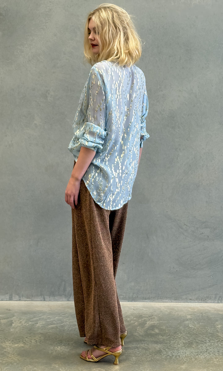 hoss Zanzibar Shirt - Smokey Blue /Gold