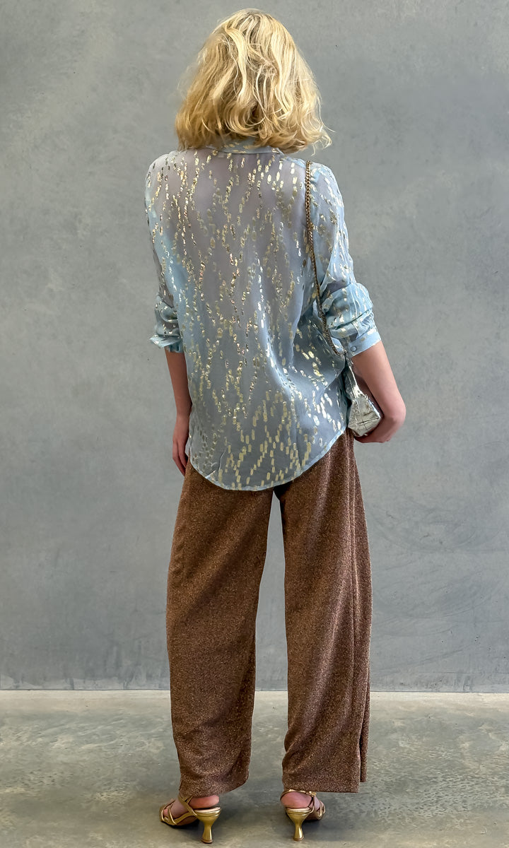 hoss Zanzibar Shirt - Smokey Blue /Gold