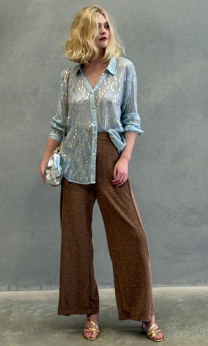 hoss Zanzibar Shirt - Smokey Blue /Gold
