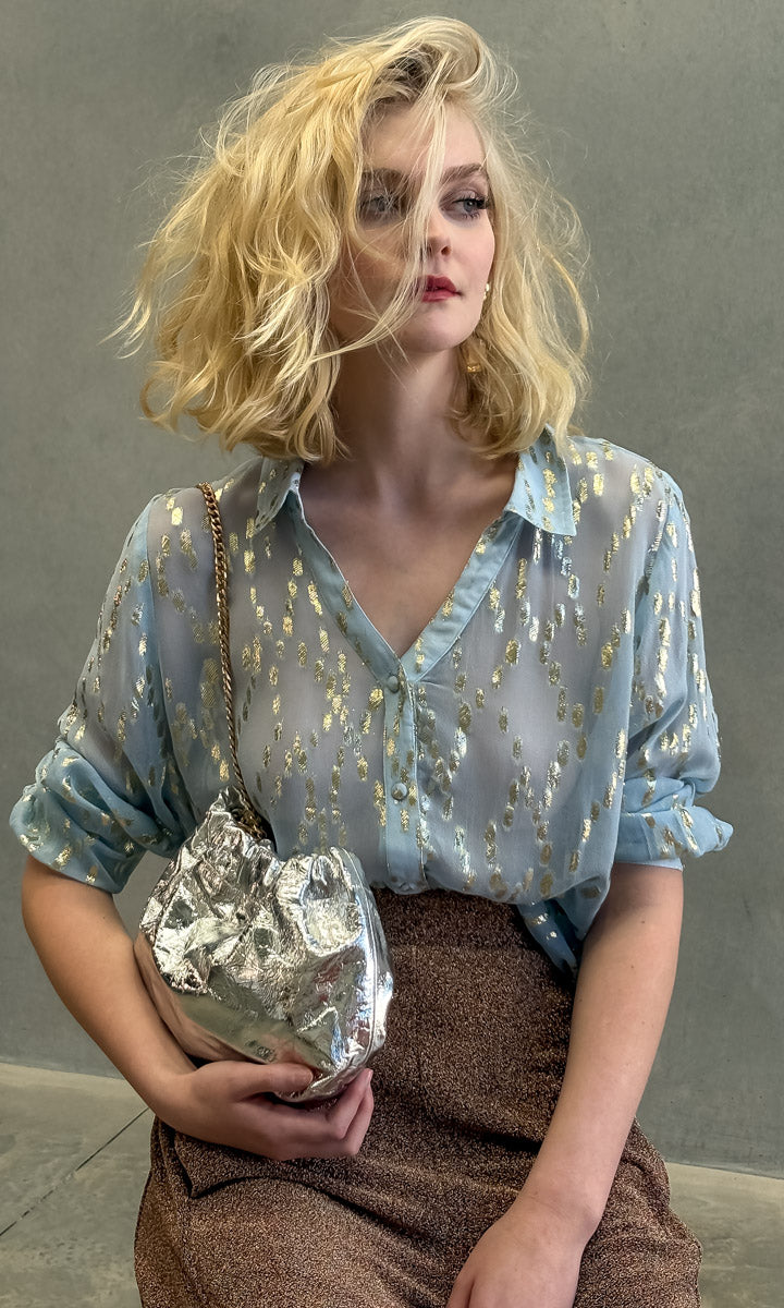 hoss Zanzibar Shirt - Smokey Blue /Gold
