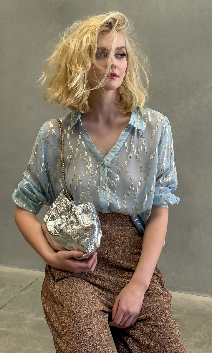 hoss Zanzibar Shirt - Smokey Blue /Gold