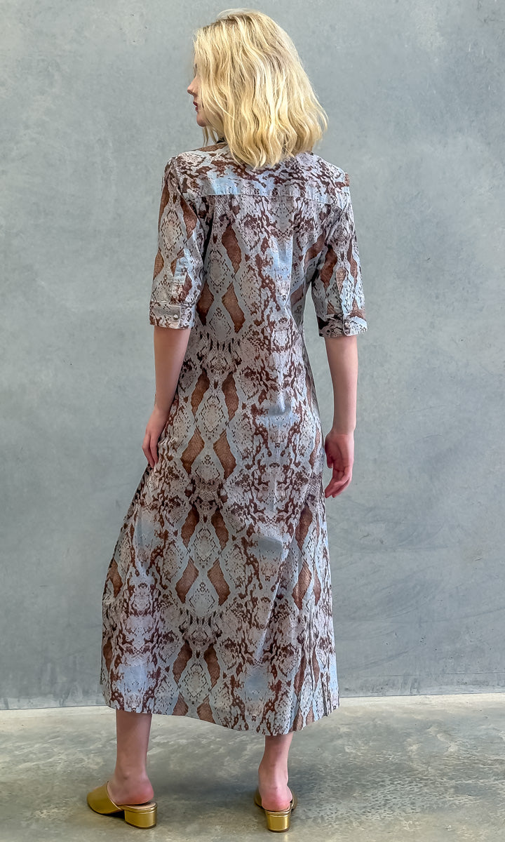 hoss Kelvin Dress - Blue Brown Embossed