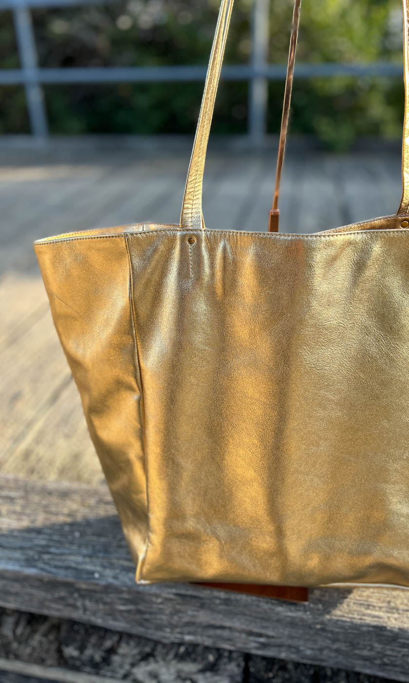 HOSS Large Leather Gold Resort Tote