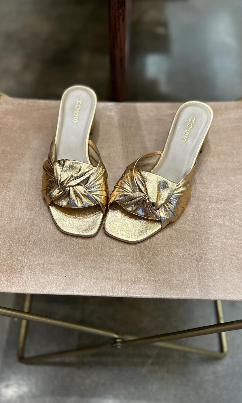 HOSS Gold Leather Camille Mule