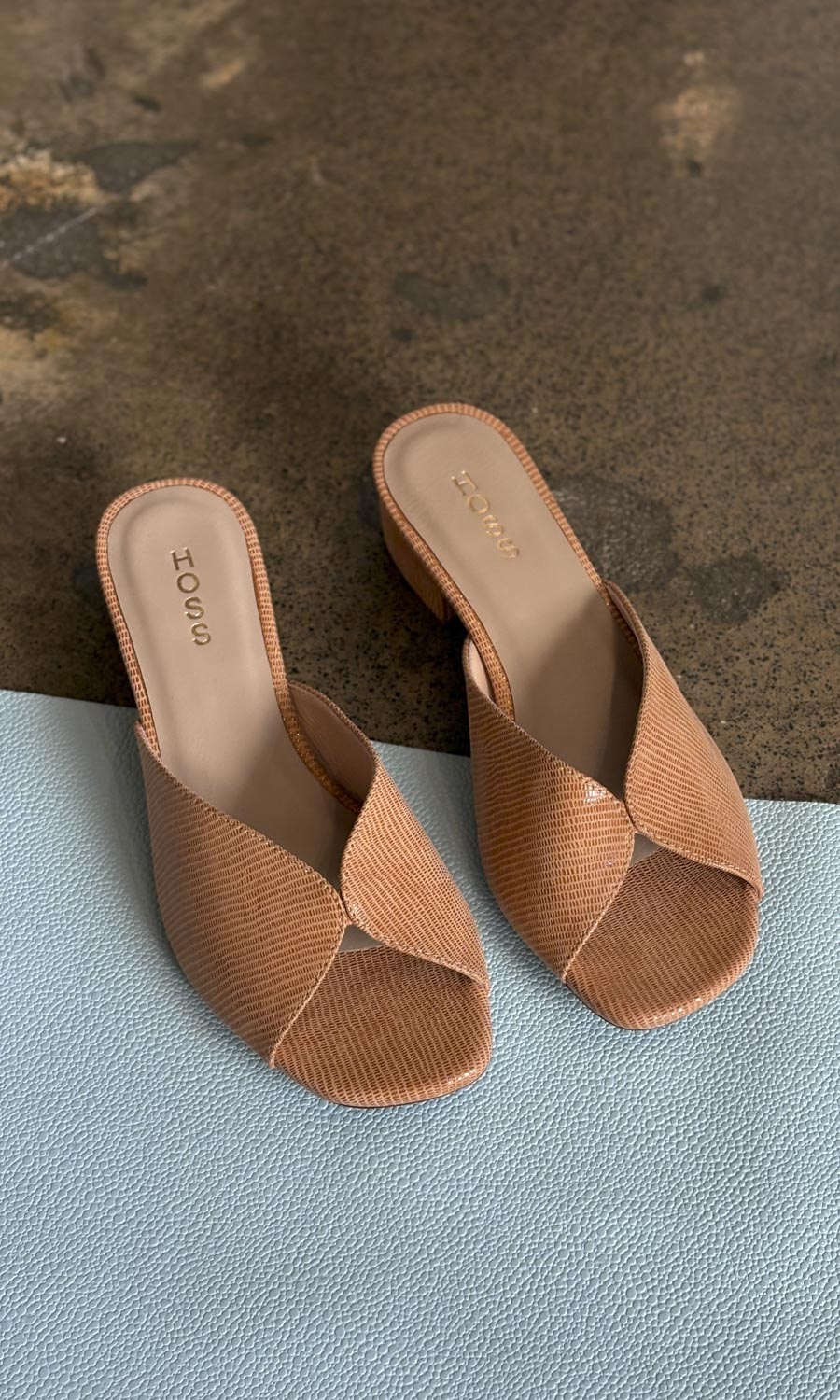 hoss California Glomesh - Honey Leather open heel