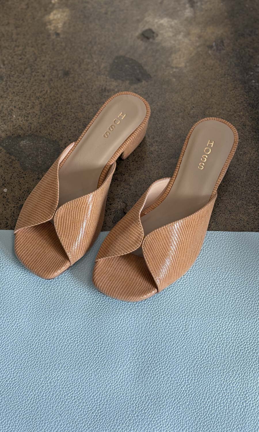 hoss California Glomesh - Honey Leather open heel