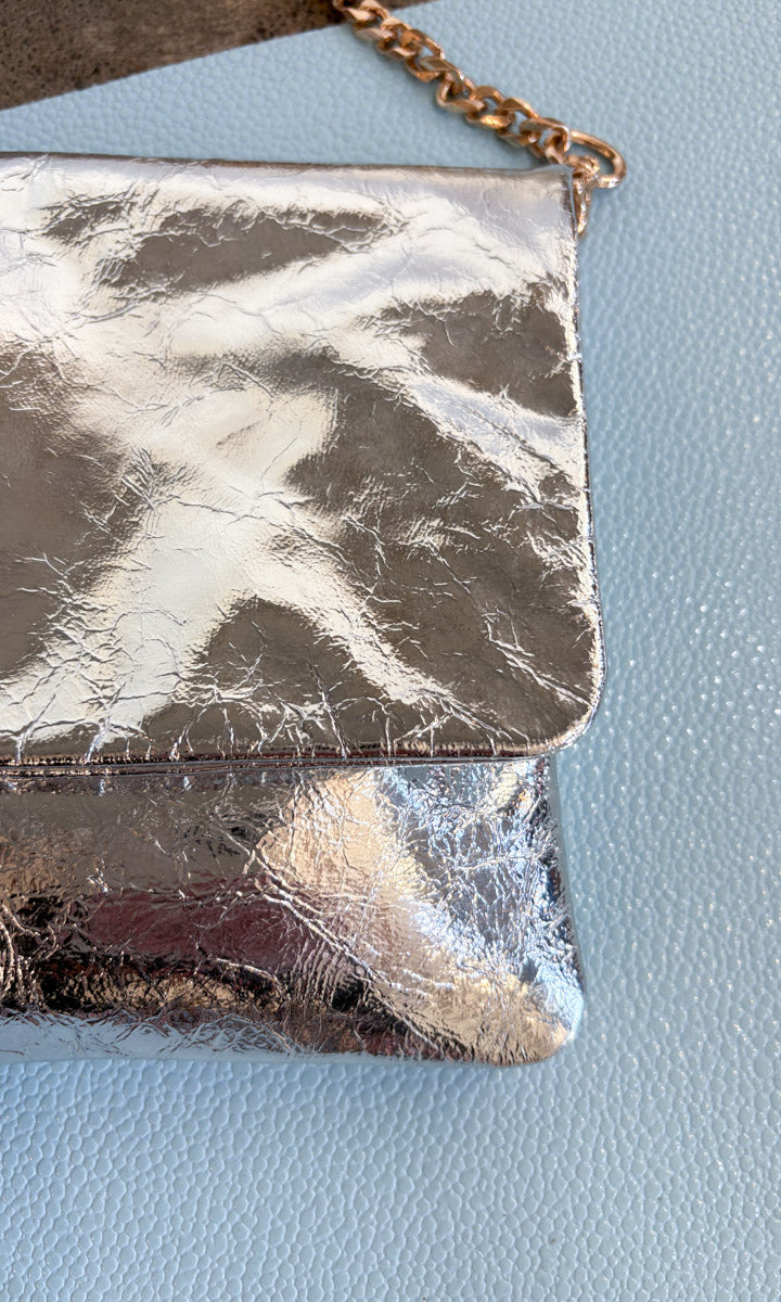 Hoss Emily Leather Handbag  - Cracked Silver