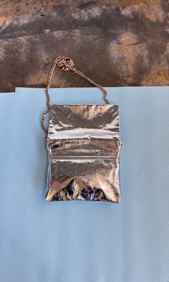 Hoss Emily Leather Handbag  - Cracked Silver