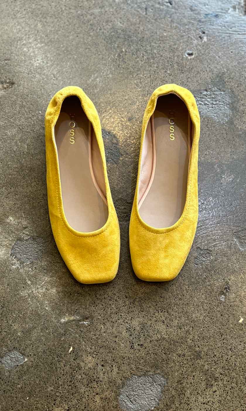 HOSS Soft Suede Yellow Ballet Flat
